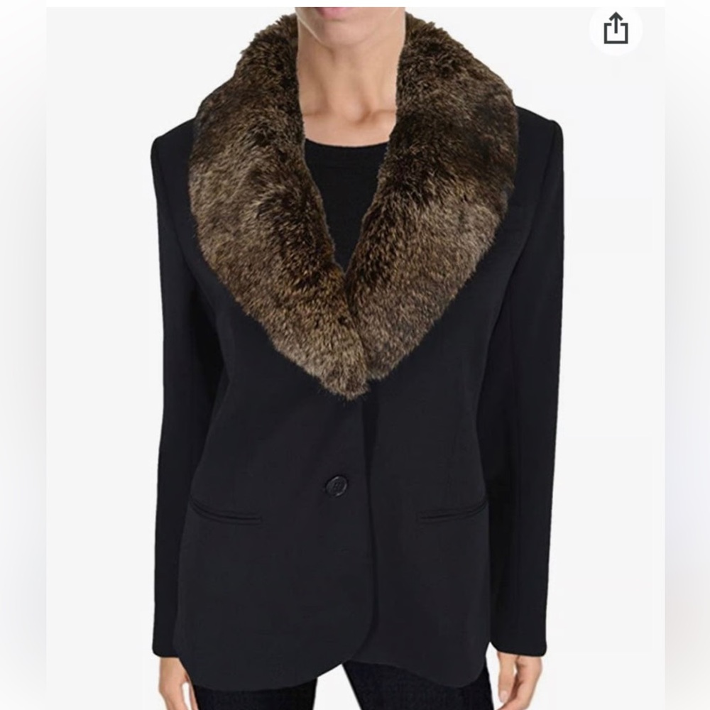 THEORY‎ KIERSTEN F GENUINE Fur REMOVABLE FUR COLLAR Size small